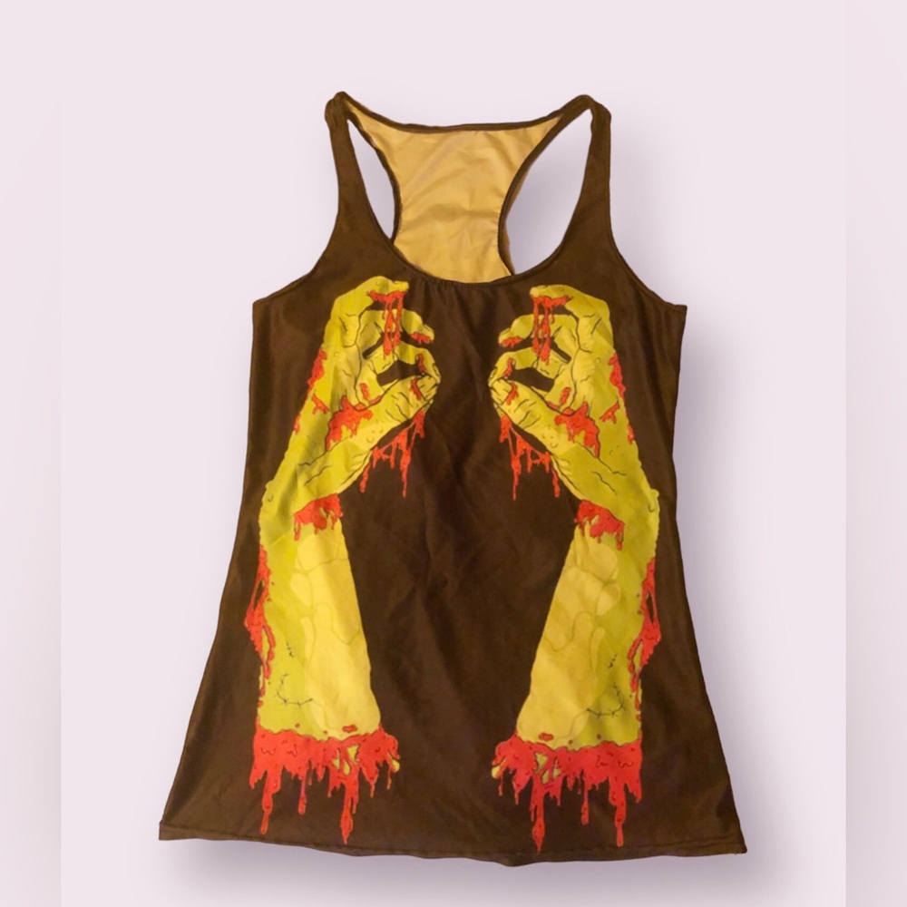 Lotus Leggings Halloween Zombie Hands Dark Purple Tank Top | Size M